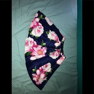 Navy Blue Skirt with Floral Print